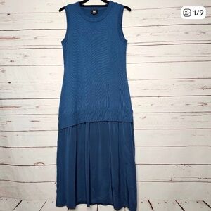 Elegant Teal Blue Sleeveless Sweater Dress
